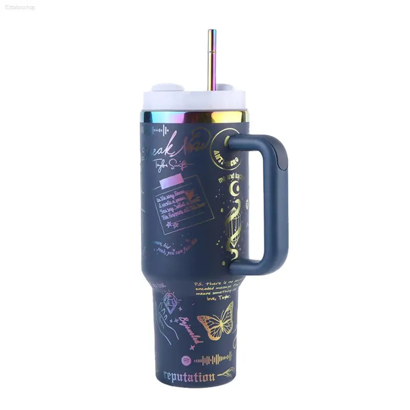 40Oz Stainless Steel Vacuum Insulated Car Mug with Straw - Perfect Thermal Travel Cup for Sports & Outdoor Adventures