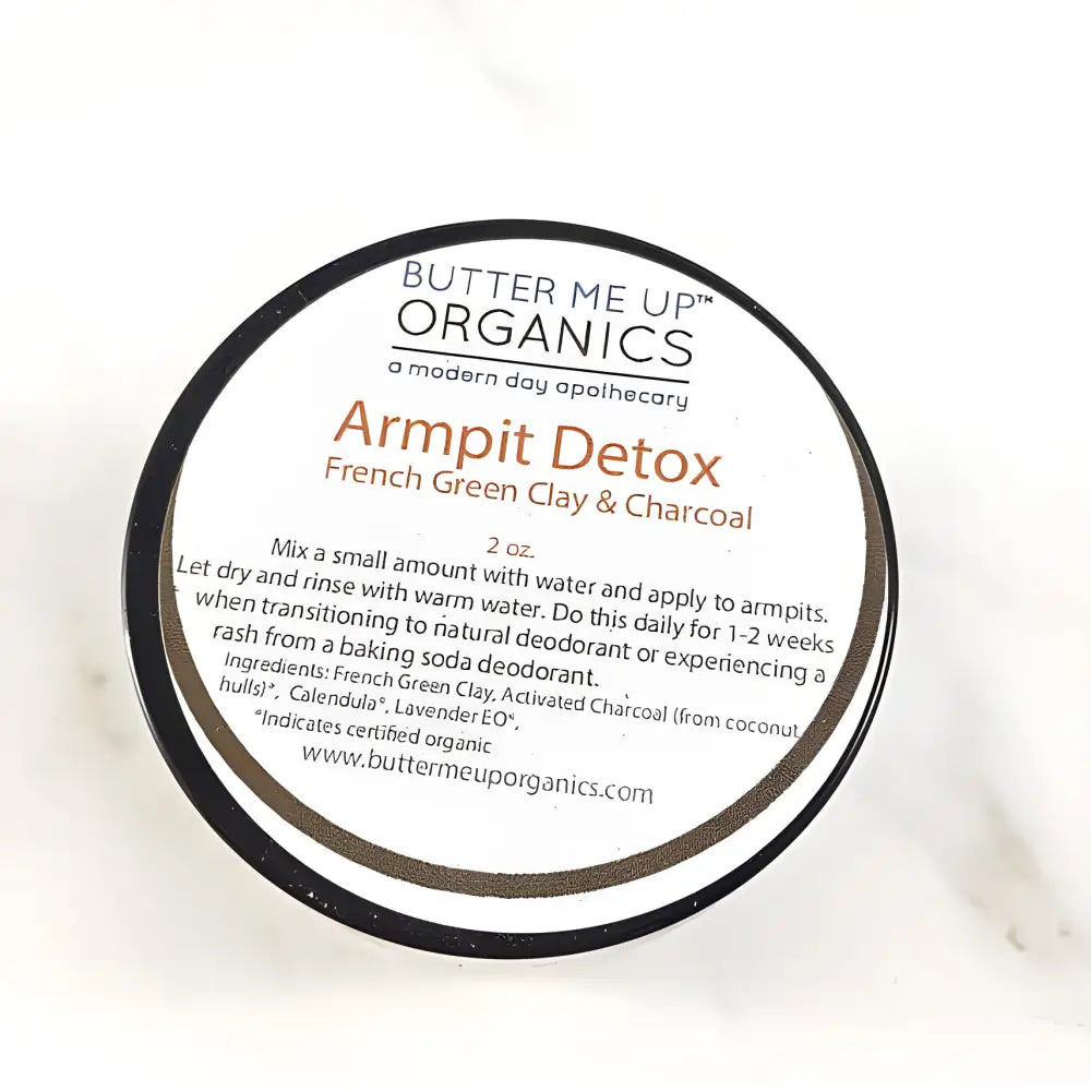 Jar of Armpit Detox Powder for natural arm pit detox without traditional deodorant