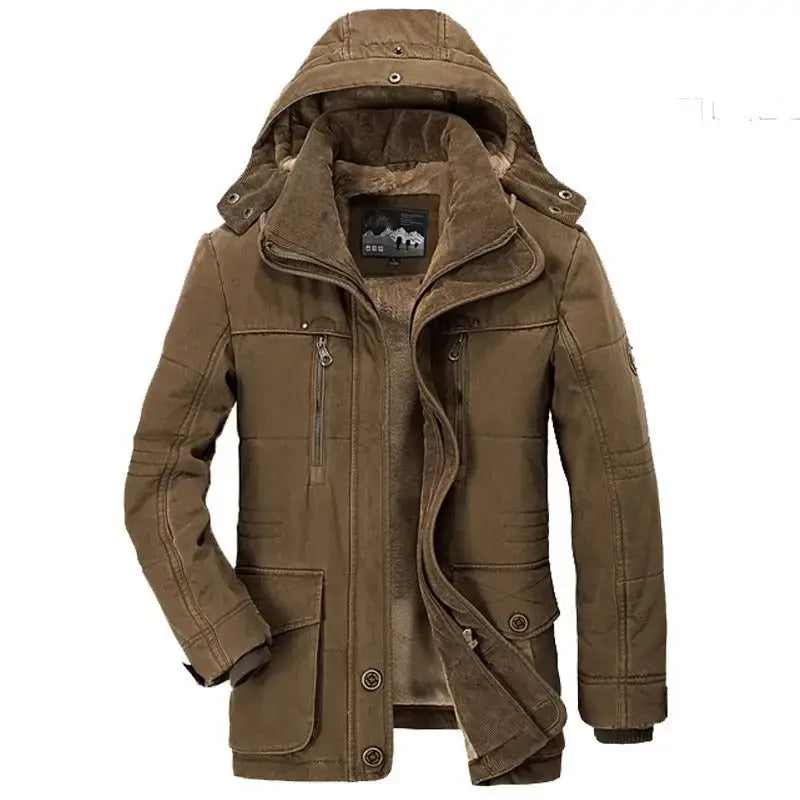 Brown hooded winter jacket from Army Green Sold Hooded Winter Parkas for men