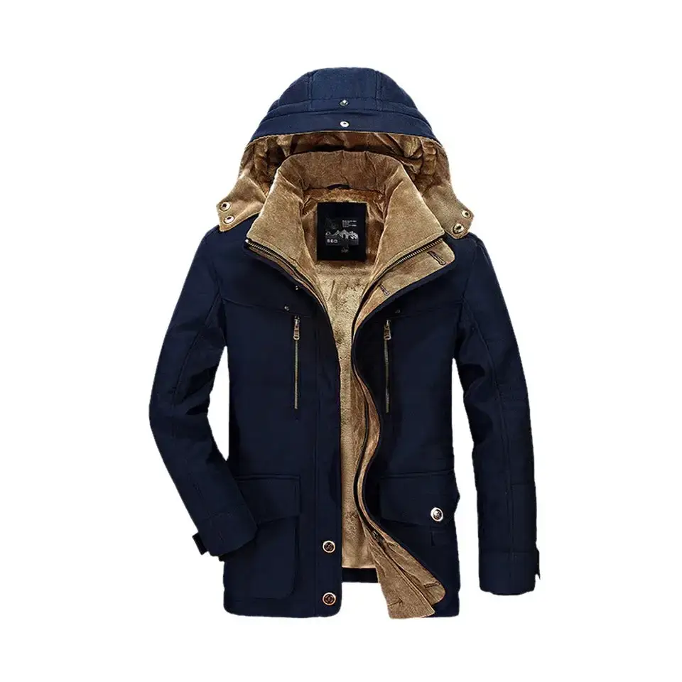 Navy blue hooded winter coat from Army Green Sold Hooded Winter Parkas collection