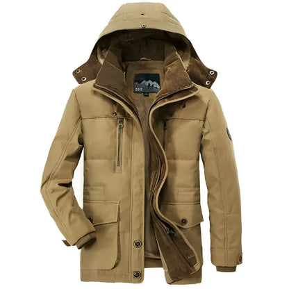 Tan hooded winter jacket from Army Green Sold Hooded Winter Parkas collection