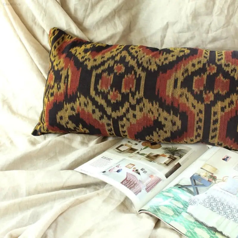 🌺 Artisan Touch – Handwoven Decorative Lumbar Pillow ’Java Tribe’ | Perfect for Adding Tropical Warmth to Your Living