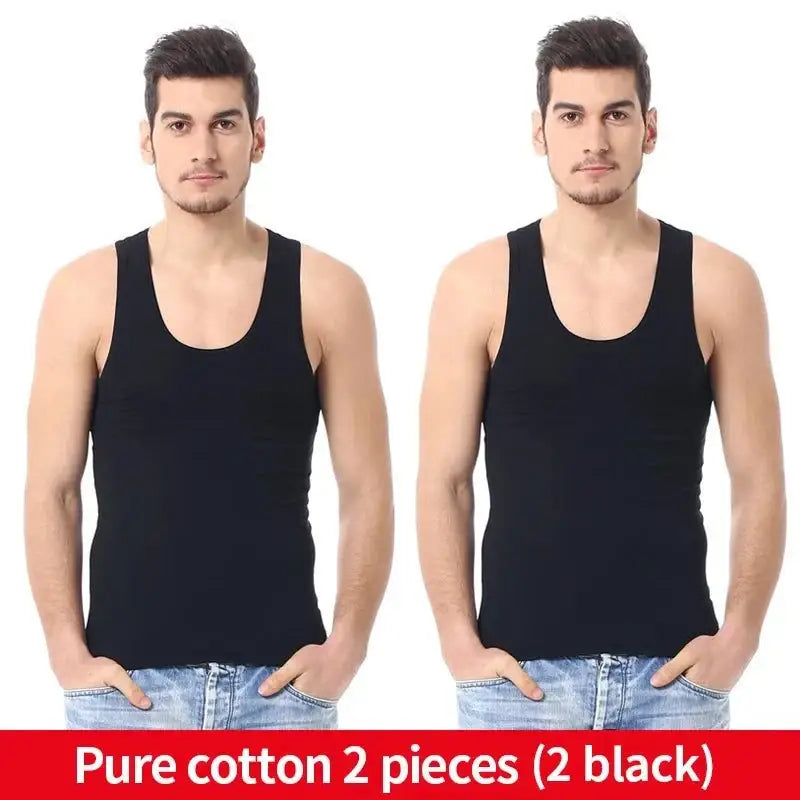 Two black cotton narrow shoulder vests from Asia XXL sold collection