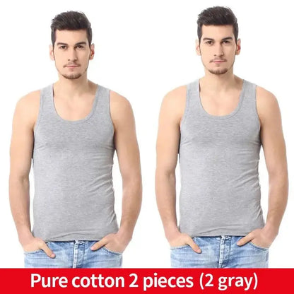 Two gray cotton narrow shoulder vests from Asia XXL Sold perfect for everyday wear