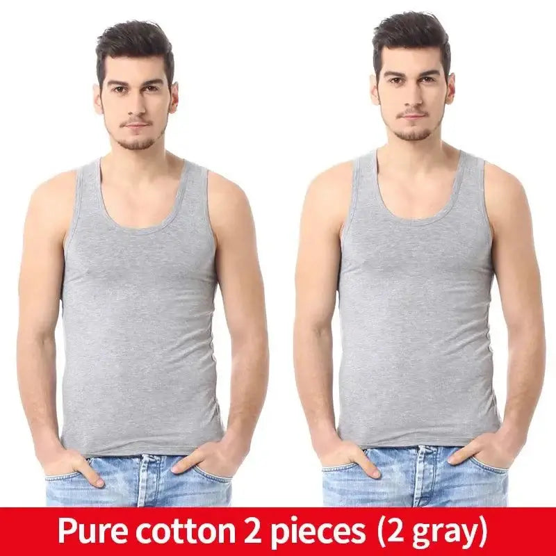 Two gray cotton narrow shoulder vests from Asia XXL Sold displayed together