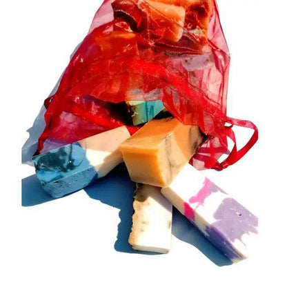 Vibrant Handmade Soap Bars in Chic Red Mesh Bag - Estalios