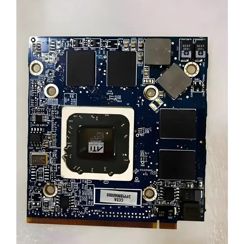 Blue circuit board showcasing integrated components of the ATI HD 2600 Apple iMac A1225 VGA Video Card