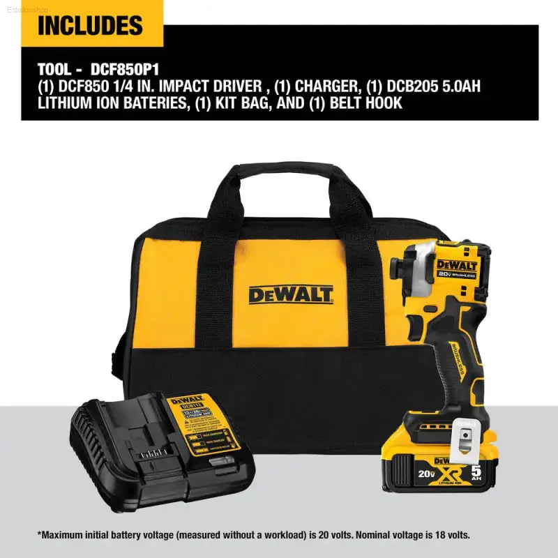 ATOMIC 20V MAX Lithium-Ion Cordless 1/4" Brushless Impact Driver Kit with 5 Ah Battery, Charger, and Carrying Bag