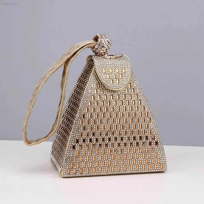 Aureate Triangle Clutch Purse - Elegant Evening Handbag for Weddings & Cocktails - Estalios