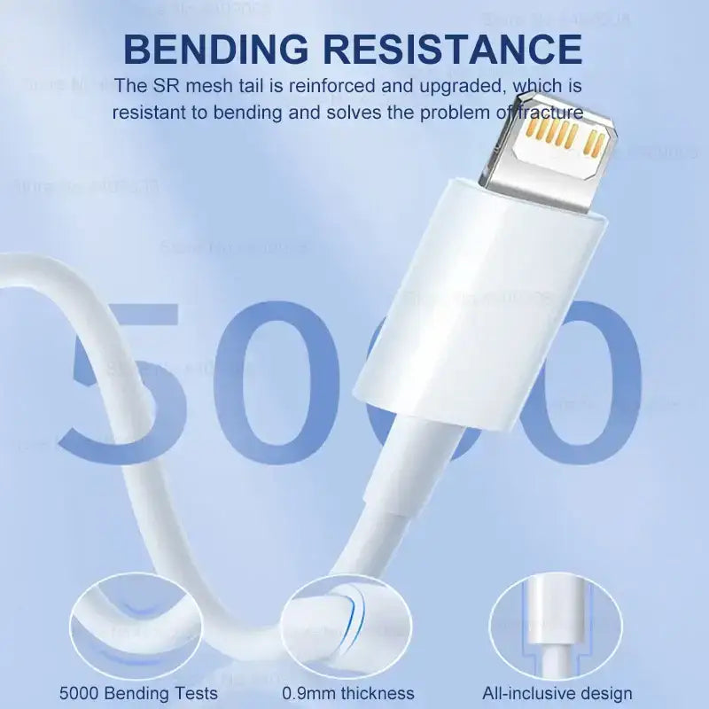 White 30W USB cable for Pro Max Data Line and fast charging convenience