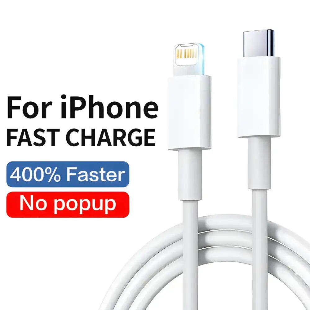 White iPhone charging cable for Authentic 30W Pro Max Data Line & fast charging