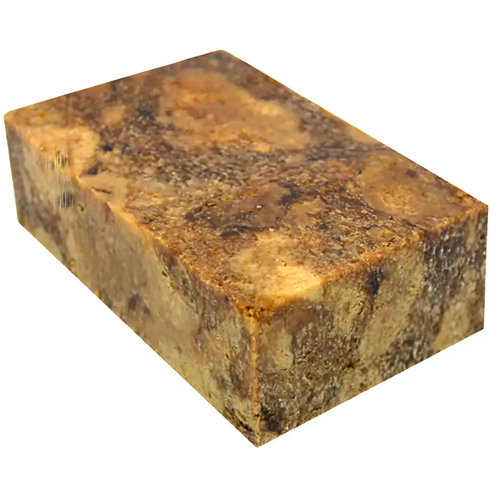 Authentic African Black Soap Bar with Shea Butter in a rectangular block