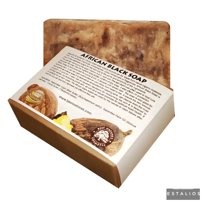 Pure African Black Soap Block for Natural Skin Care - Estalios