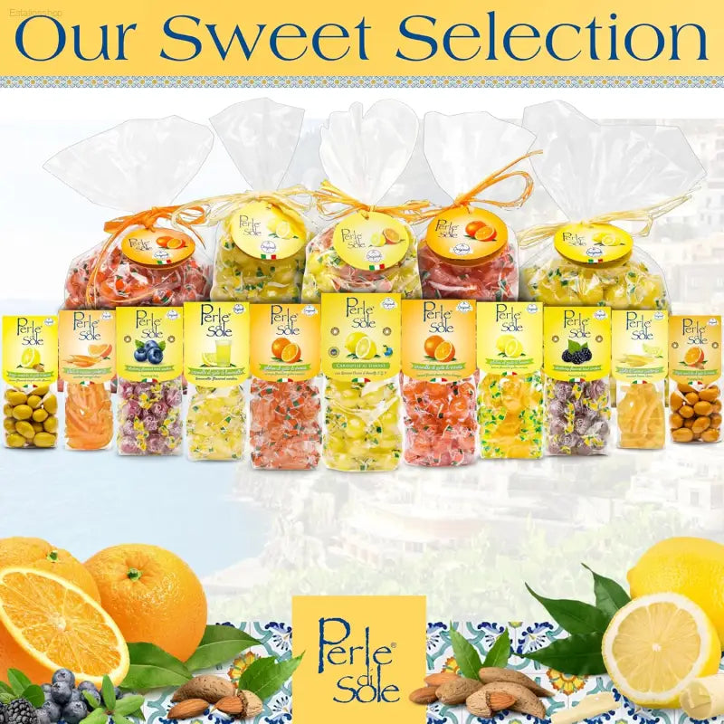 Perle Di Sole Italian Lemon Candy Drops - Lemon Hard Candy Individually Wrapped - Fizzy and Tart Citrus Candies (17.63 Oz | 500 G)