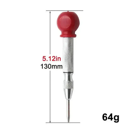 Automatic center punch with red knob for metal and woodworking projects