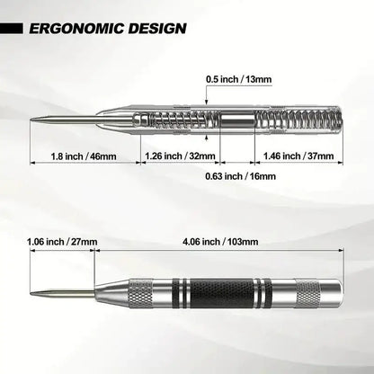 Two darts with measurements for the Auto Center Puncher Steel Spring Load