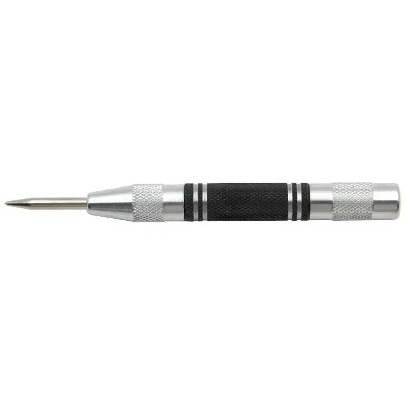 Silver and black automatic center punch from Auto Center Punches & Glass Locators