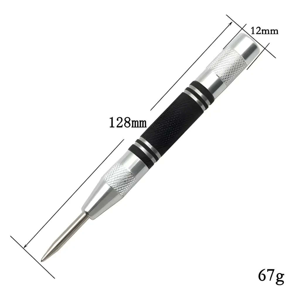 Silver and black automatic center punch from Auto Center Punches & Glass Locators