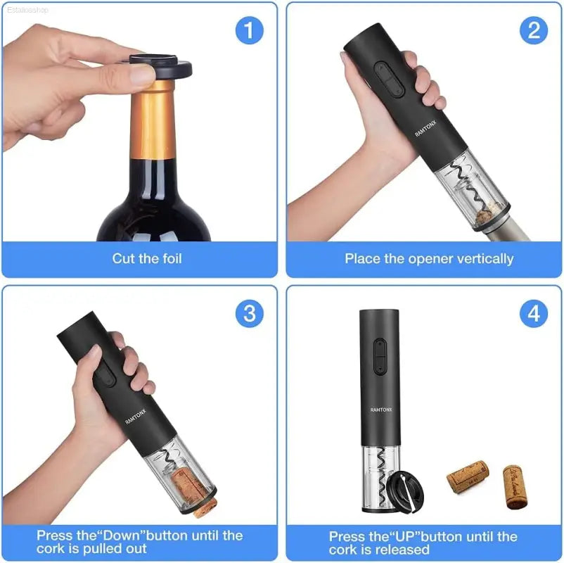 Automatic Electric Wine Bottle Opener Set with Foil Cutter - Perfect Gift for Wine Lovers, Waiters, and Home Entertainers - Easy to Use and Portable for Parties and Outdoor Events