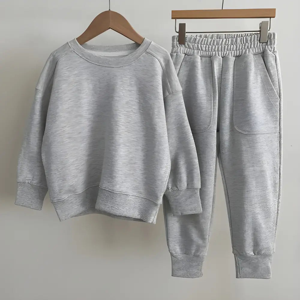 Gray sweatshirt and sweatpants set from Autumn Baby Kids in stylish navy blue