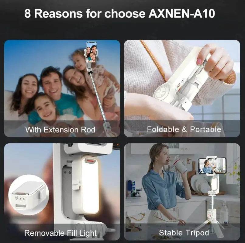 AXNEN A10 Handheld Gimbal Stabilizer with Fill Light - Estalios