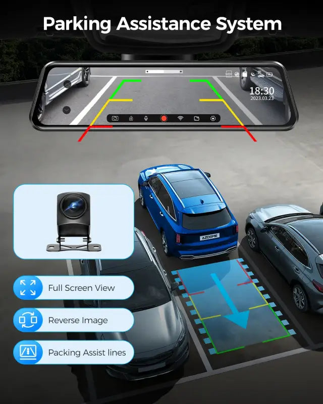 Parking assistance system with camera.