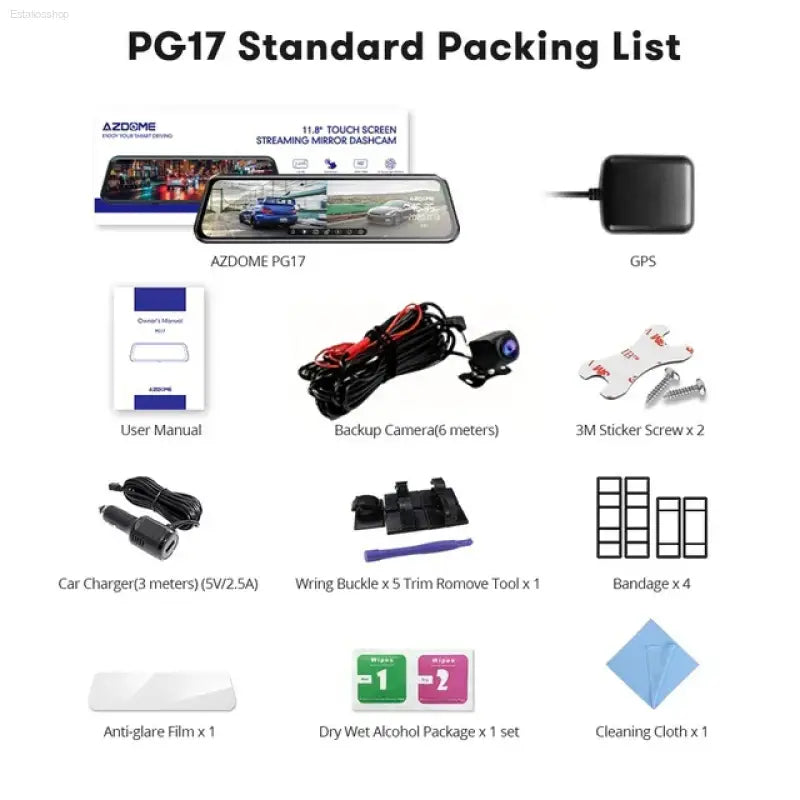 PG17 dashcam standard packing list.