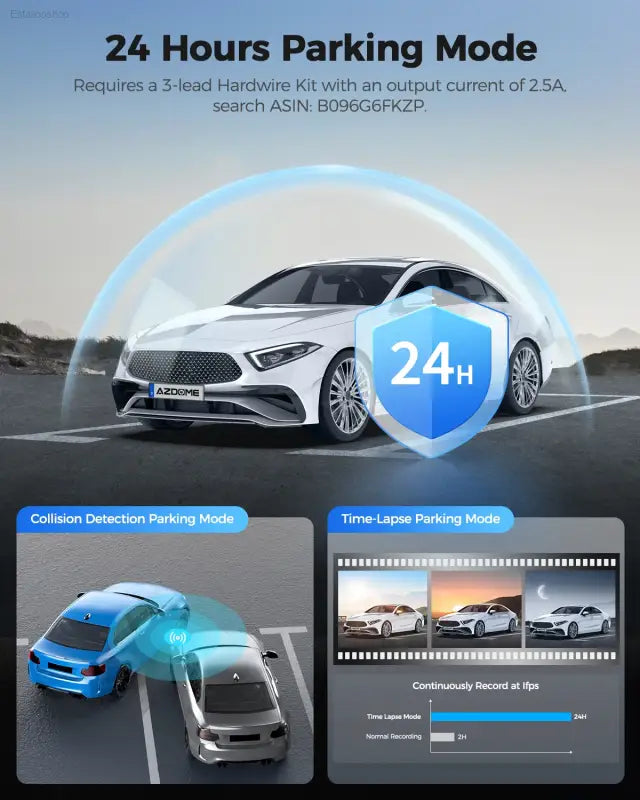 Car dashcam parking mode features.