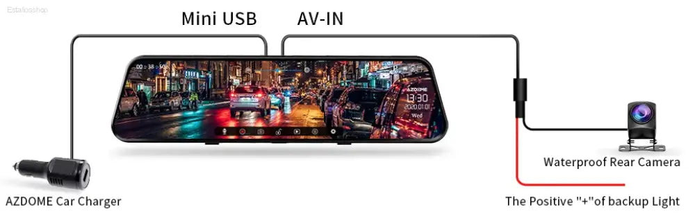 Car rearview mirror dashcam setup.