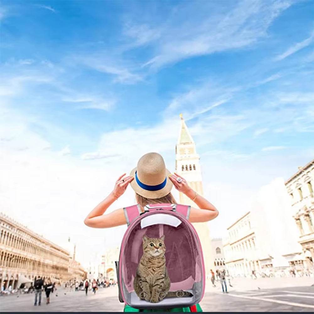 Breathable Cat Pet Carrier Backpack with Transparent Capsule - Estalios