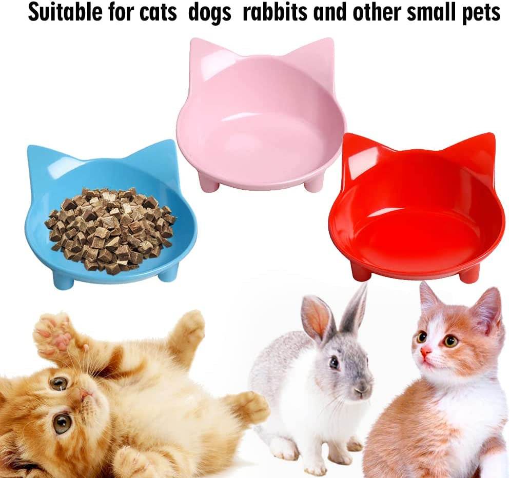 Non Slip Set of Cat and Dog Bowls to Relieve Whisker Fatigue - Estalios