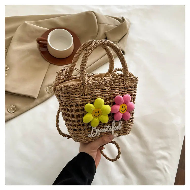 Summer Woven Bag Versatile Handheld Crossbody Hollow Beach Bag