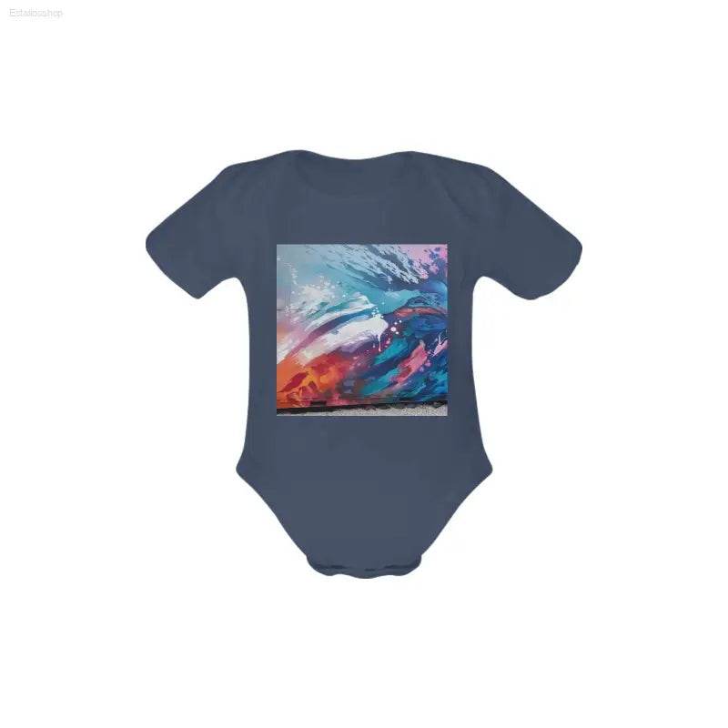 Baby Powder Organic Short Sleeve One Piece Model T28（One Side Printing） - Estalios