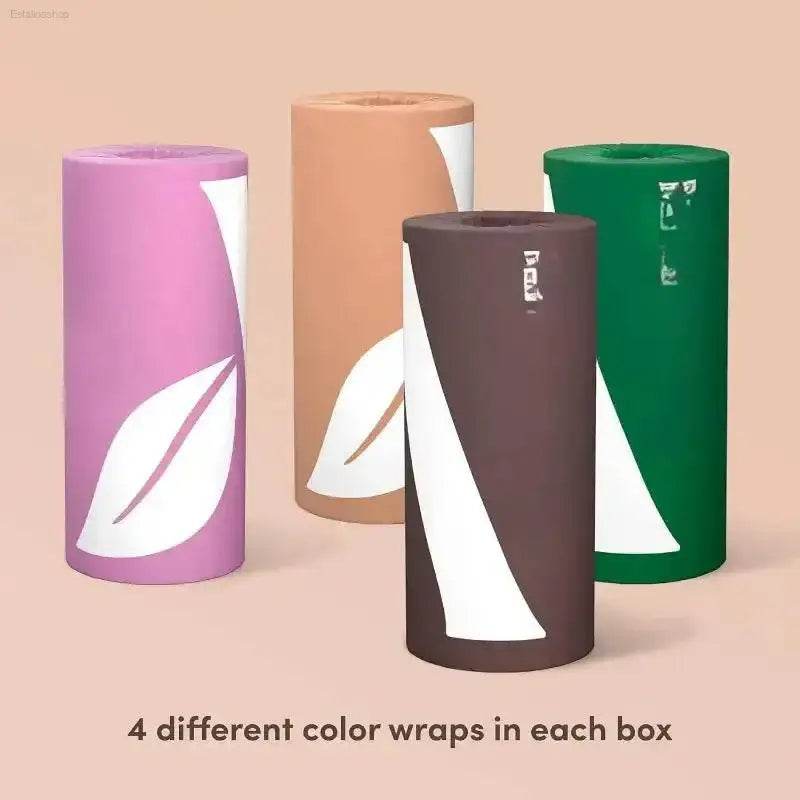 Four colorful rolls with leaf designs.