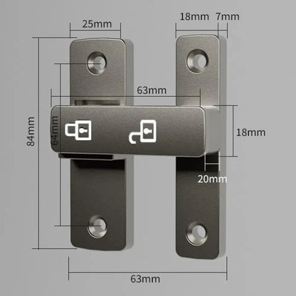 Metal privacy indicator latch dimensions for Barn Door Lock Latch 180° Luminous Door Buckle