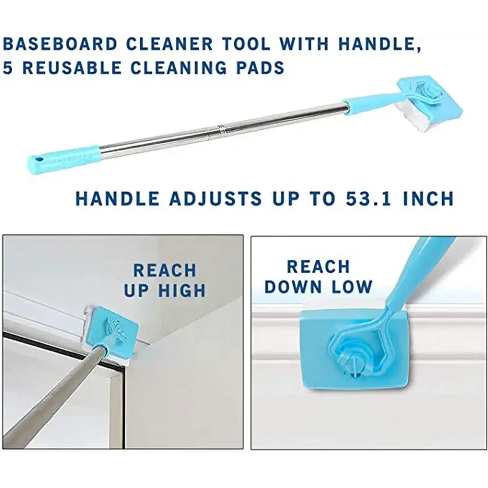 Adjustable Baseboard Buddy Retractable Universal Cleaning Mop for easy cleaning