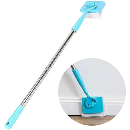 Blue and silver Baseboard Buddy Retractable Universal Cleaning Mop for easy corner cleaning