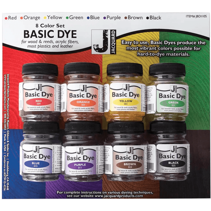 Unleash Vibrant Color: Jacquard Basic Dye Set! Jacquard Basic Dye Set is Perfect for All your Dyeing Needs. with Eight Jars of Dye, - Estalios