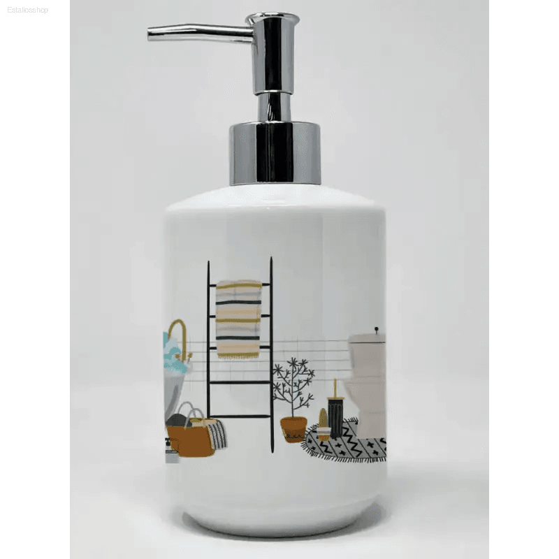 Bathroom Bliss Dispenser: Sudsational Style! Introducing the White Soap Dispenser, a charming addition to any bathroom! This dispenser not only keeps your hands - Estalios