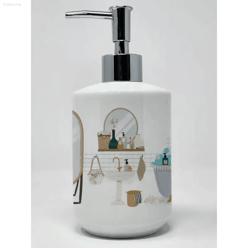 Bathroom Bliss Dispenser: Sudsational Style! Introducing the White Soap Dispenser, a charming addition to any bathroom! This dispenser not only keeps your hands - Estalios