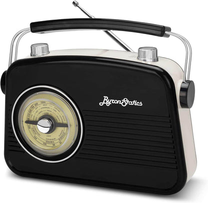 Black AM FM Radio - Portable Vintage Radio With Headphone Jack - Estalios