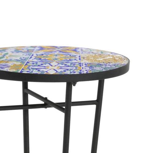 Colorful Patio Side Table with Ceramic Tile Top - Estalios