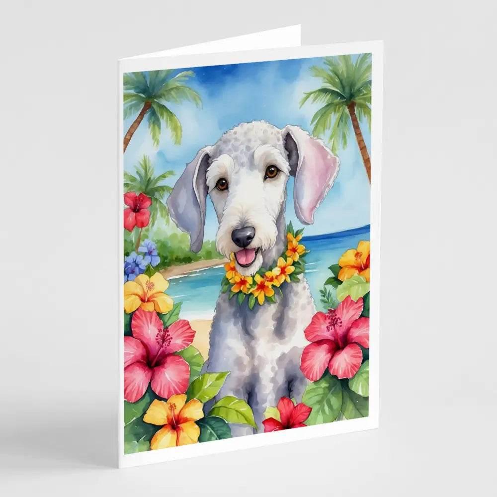 Bedlington Terrier Luau Greeting: Watercolor Woof! **watercolor Dog Greeting Card** Brighten Someone's Day with this Adorable Watercolor Dog Greeting Card - Estalios