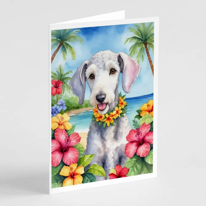 Bedlington Terrier Luau Greeting: Watercolor Woof! **watercolor Dog Greeting Card** Brighten Someone's Day with this Adorable Watercolor Dog Greeting Card - Estalios