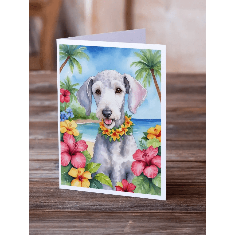 Bedlington Terrier Luau Greeting: Watercolor Woof! **watercolor Dog Greeting Card** Brighten Someone's Day with this Adorable Watercolor Dog Greeting Card - Estalios