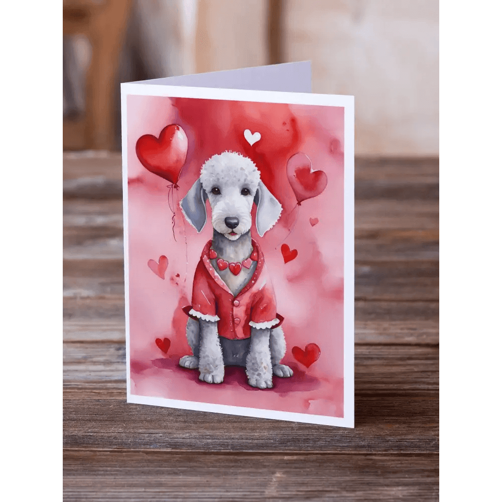 Bedlington Terrier Valentine Greeting Cards: Paw-some Love! - Estalios