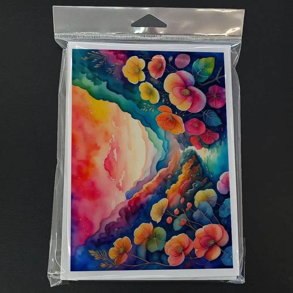 Begonias in Color Greeting Cards Pack of 8 Blank Cards with Envelopes Whimsical A7 Size 5x7 Blank Note Cards - Estalios