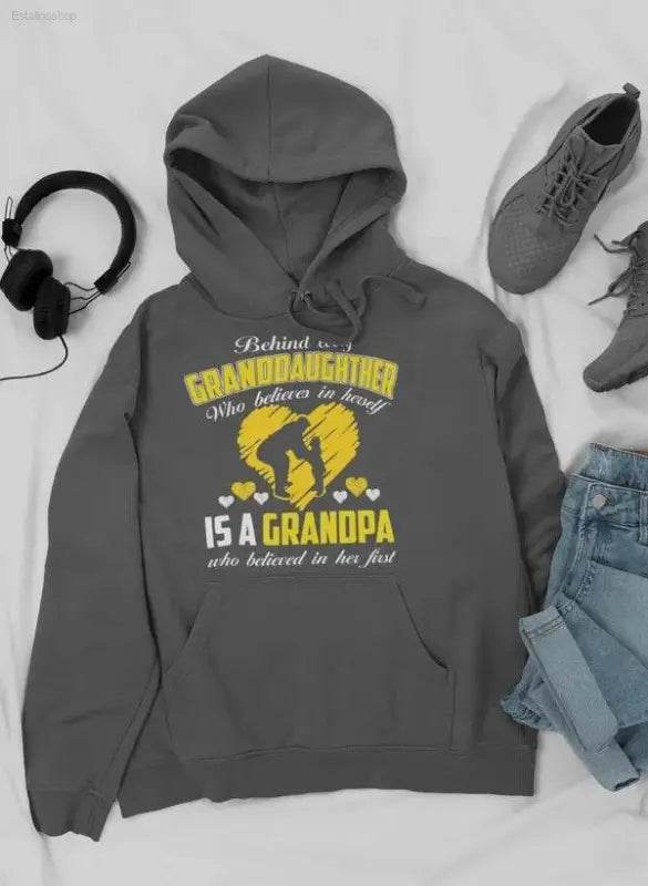 Behind Every Granddaughter Is A Grandpa Hoodie for Comfort - Estalios