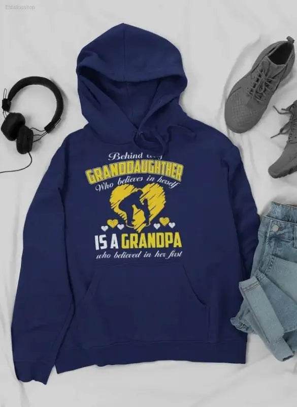 Behind Every Granddaughter Is A Grandpa Hoodie for Comfort - Estalios