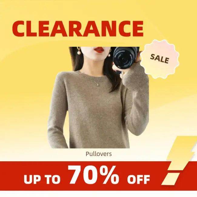 Beige Cashmere Pullover Sweater for Women on Clearance.